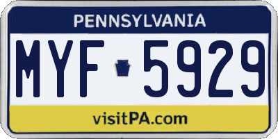 PA license plate MYF5929
