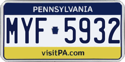 PA license plate MYF5932
