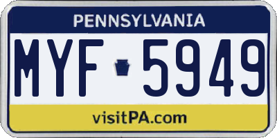 PA license plate MYF5949