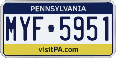 PA license plate MYF5951