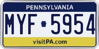 PA license plate MYF5954