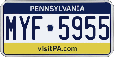 PA license plate MYF5955