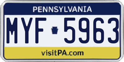 PA license plate MYF5963