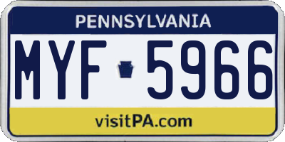 PA license plate MYF5966