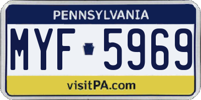 PA license plate MYF5969