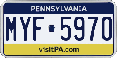 PA license plate MYF5970