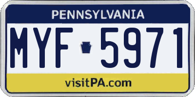 PA license plate MYF5971