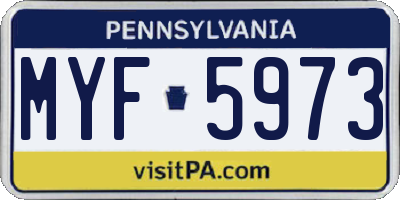 PA license plate MYF5973