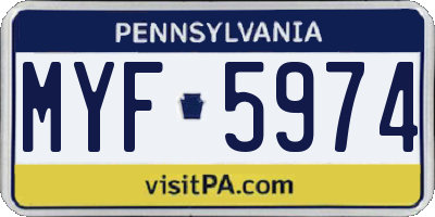 PA license plate MYF5974