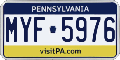 PA license plate MYF5976