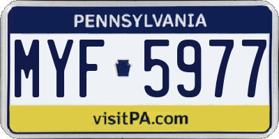 PA license plate MYF5977