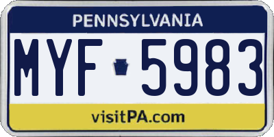 PA license plate MYF5983