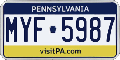 PA license plate MYF5987