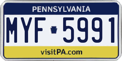 PA license plate MYF5991