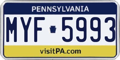 PA license plate MYF5993