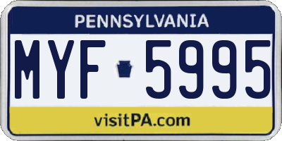 PA license plate MYF5995
