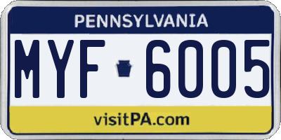 PA license plate MYF6005