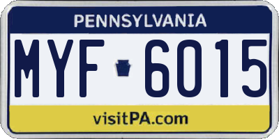 PA license plate MYF6015