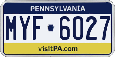 PA license plate MYF6027