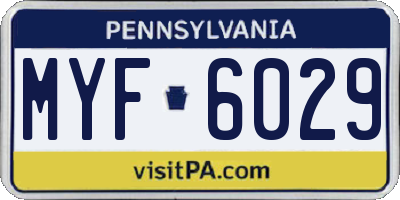 PA license plate MYF6029