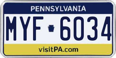 PA license plate MYF6034