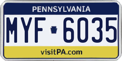 PA license plate MYF6035