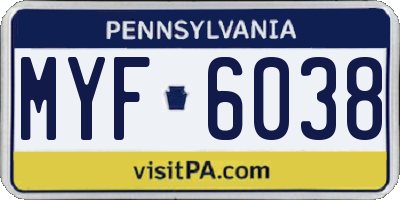 PA license plate MYF6038