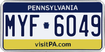 PA license plate MYF6049