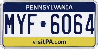 PA license plate MYF6064
