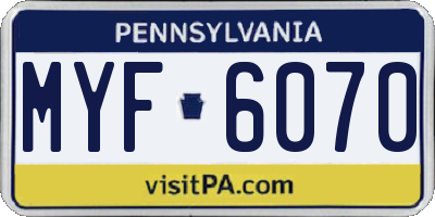 PA license plate MYF6070