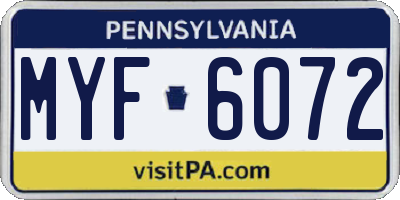 PA license plate MYF6072