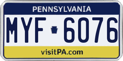 PA license plate MYF6076