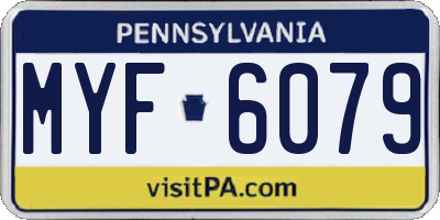 PA license plate MYF6079