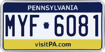 PA license plate MYF6081