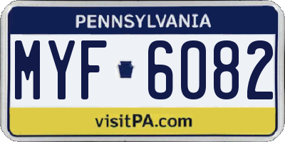 PA license plate MYF6082