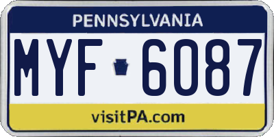 PA license plate MYF6087