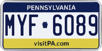 PA license plate MYF6089