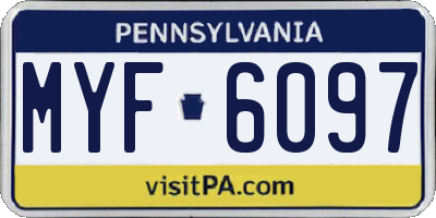 PA license plate MYF6097