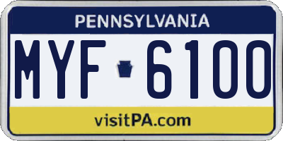 PA license plate MYF6100