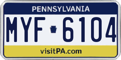 PA license plate MYF6104