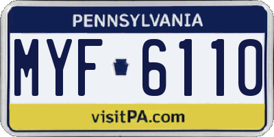 PA license plate MYF6110