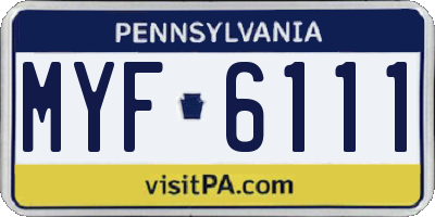 PA license plate MYF6111