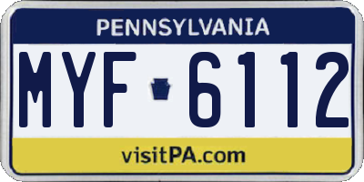 PA license plate MYF6112
