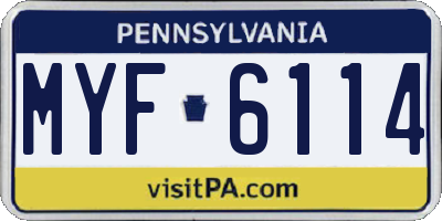 PA license plate MYF6114