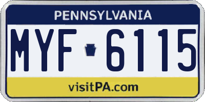 PA license plate MYF6115