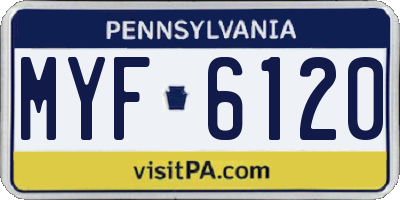 PA license plate MYF6120