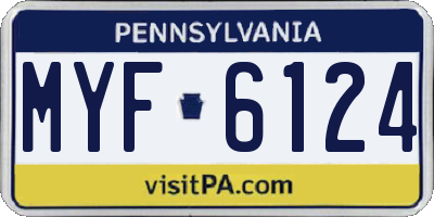 PA license plate MYF6124