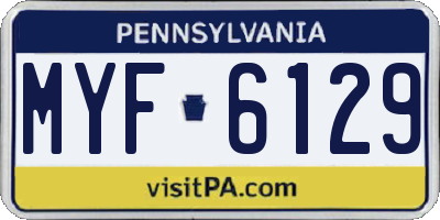PA license plate MYF6129