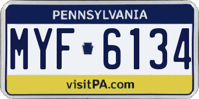 PA license plate MYF6134