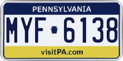 PA license plate MYF6138